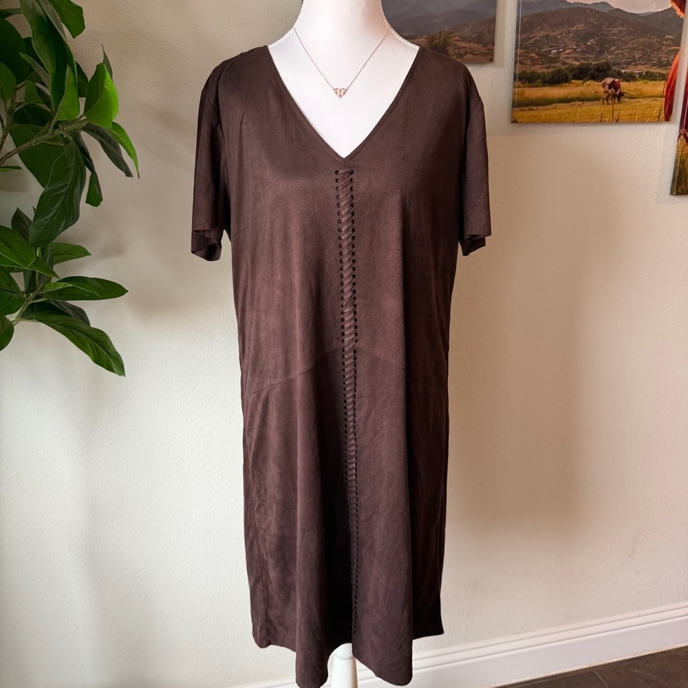 Chic Brown V-Neck Dress